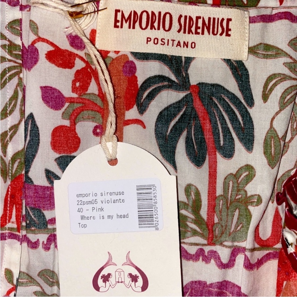 ❌ SOLD ❌ NET-A-PORTER • NWT EMPORIO SIRENUSE Printed Cotton-Voile Top - Picture 4 of 8